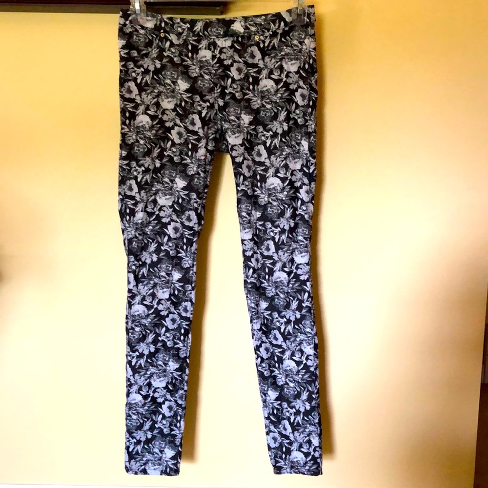 H&M stretch floral pants size 8